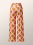 Mode Pantalon Géométrique Automne Urbain Polyester Micro-élasticité Regular Fit Pantalon droit Long Regular pour les femmes