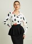 Chemisier Automne Élé Plume Motif Quotidien Regular Fit Manches Longues Regular Regular Col de Chemise pour Femme