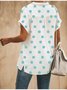 Blouse Pois Polka Décontracté Été Polyester Col de Chemise Aucune élasticité Manches Courtes Ample Régulier pour Femmes