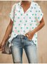 Blouse Pois Polka Décontracté Été Polyester Col de Chemise Aucune élasticité Manches Courtes Ample Régulier pour Femmes