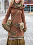 à Capuche en Mélangé de Coton Manches Longues Blouson