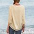 Femmes Plain Col en Forme de Cuillère Manches 3/4 Bordé de dentelle T-shirt