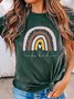 T-shirt Décontracté Imprimé de Lettre à Manches Courtes