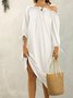 Robe Unicolore à Demi Manche Pour Vacances