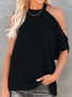 Tops Vacances Été Unicolore Jersey Manches Courtes Ample Collier suspendu Mi-long Nouvelle couleur unie pour Femmes