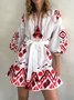 Robe Trapèze Tribale à Manches 3/4 Pour Vacances
