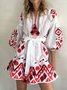 Robe Trapèze Tribale à Manches 3/4 Pour Vacances
