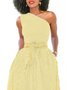 Robe Rayée Sans Manches à Une Épaule Dénudée
