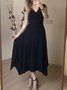Robe Maxi Unicolore à Col V pour Travail