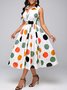Robe Décontractée à Col de Chemise et à Pois Polka