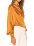 Tops Trapèzes Élégants Asymétriques Simples à Manches Longues en Satin pour le Printemps & l'Automne
