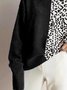 Pull Motif Léopard Personnalisé Automne Polyester Micro-Élasticité Quotidien Ample Col Roulé H-ligne pour Femmes
