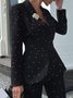 Manteau Élégant à Pois Polka et à Col Revers