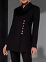 Manteau d'Automne Formel Plain Simple à Col V et à Coupe Régulière pour Travail