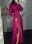 Élégant Fête Satin Col Montant Robe