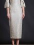 Plain Coupe Régulière Élégant Robe Mi-Longue