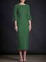 Plain Coupe Régulière Élégant Robe Mi-Longue