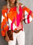 Vacances Bloc de Couleur l'Encolure Bateau Ample Manches Longues Top