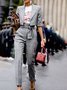 Mode pantalon femmes Plaid automne urbain Polyester pas d'élasticité quotidien coupe régulière cheville pantalon sur mesure