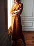 Robes Femme Plaine L'automne Lin Coton Quotidien Midi Manches longues Col rond Autres
