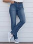 Jeans Femme Casual Plaine Automne Micro-élasticité naturelle Pantalon droit Long H-Line Regular