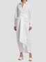 Robes Plaine Automne Urbain Coupe régulière Commutation Manches longues X-Line Col de chemise régulier pour femme