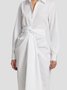 Robes Plaine Automne Urbain Coupe régulière Commutation Manches longues X-Line Col de chemise régulier pour femme