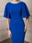 Robes Plaine Automne Élé Fermeture Éclair Pas d'élasticité Taille moyenne Manches courtes Col rond S-Line pour femme