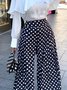 Mode Pantalon Femme Pois Automne Urbain Polyester Taille Haute Pas d'élasticité Quotidien Long Régulier