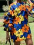 Robes Floral Automne Vacances Polyester Micro-élasticité Jupe Manches longues Volants Autres pour femme