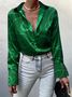 Chemisier abstrait automne urbain sans élasticité coupe régulière manches longues col de chemise H-Line régulier pour femme