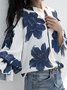 Blouse Floral Automne Urbain Polyester Micro-élasticité Ample Régulier Droit Régulier pour Femmes