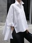 Chemisier uni Automne Urbain Naturel Quotidien Coupe régulière Trapèze Col de chemise régulier pour Femme