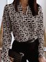 Hauts Géométrique Automne Urbain Col en V Micro-élasticité Quotidien Regular Fit Pull Regular pour Femme