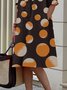 Robes Pois Automne Urbain Naturel Sans élasticité Lâche Manches longues A-ligne Régulier pour Femme