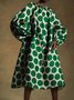 Robes Polka Dots Automne Élé Pas d'élasticité Lâche Midi Pull Ras du Cou Autres pour Femme
