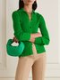 Pull uni Simple Automne Quotidien Serré Manches Longues Régulier Régulier Col de Chemise pour Femme