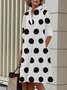Robes Pois Automne Urbain Polyester Naturel Aucune élasticité Regular Fit Midi Trapèze pour Femme