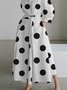 Robes Femmes Polka Dots Automne Urbain Polyester Micro-élasticité Regular Fit Midi Robe chemise à manches longues