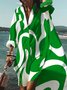 Robes Automne Chevron Vacances Naturel Quotidien Midi Bouton Manches longues Régulier pour Femme