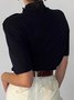 Hauts Uni Automne Urbain Polyester Boutonné Col Montant Demi-manche S-Line Regular pour Femme
