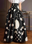 Jupe Pois Automne Elé Polyester Taille Haute Vacances Lâche Parapluie Régulier pour Femme