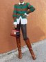 Pull Manteau Femmes Rayé Simple Automne Naturel Quotidien Coupe Régulière Boutons Droit Moyen Élasticité
