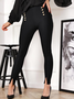 Leggings Femme Plaine Automne Urbain Polyester Taille Haute Quotidien Cheville Pantalon H-Line Regular