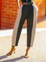 Mode Pantalons Bloc de Couleur Automne Urbain Sergé Coupe Régulière Faire la navette Droit Régulier Régulier Taille pour Femmes