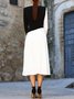Robes Bloc de Couleur Automne Élégant Polyester Taille Haute Faire la navette Mi-longue Manches Longues Ligne X pour Femmes