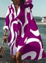 Robes Automne Chevron Vacances Naturel Quotidien Midi Bouton Manches longues Régulier pour Femme