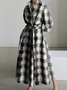 Robes Tartan Automne Urbain Coupe Régulière Mi-longue 1 * Robe Régulier Col de Chemise Régulier Taille pour Femmes