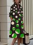 Robes Pois Automne Urbain Naturel Sans élasticité Lâche Manches longues A-ligne Régulier pour Femme