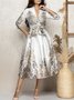 Robes Femmes Floral Automne Élégant Polyester Micro-élasticité Coupe Régulière Taille Moyenne Manches 3/4 Régulier